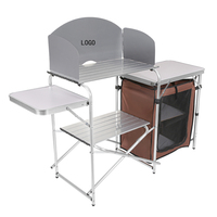 Mesa para acampar al aire libre, mesa plegable multifunción de aluminio para picnic, armario para parabrisas, jardín, cocina, mesa de cocina para eventos