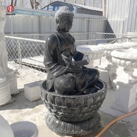Fontaine de Bouddha en marbre avec cascade en pierre naturelle sculptée à la main pour jardin extérieur moderne