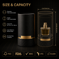 Caja de Cartón Redonda de Lujo para Embalaje de Tubos de Papel Personalizados, con Impresión de Logotipo, para Perfumes, Cosméticos, Velas y Sets de Regalo