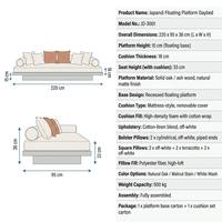Canapé-lit 3 places de style moderne de luxe, inspiré du milieu du siècle, avec chaise longue et lit Luohan, idéal pour appartement