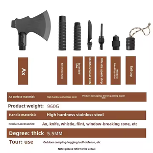Hacha Táctica de Supervivencia para Camping, Cabeza de Acero Inoxidable de Grado Industrial, 9 Pulgadas, Martillo para Cortar Madera y Fibra de Vidrio - Product Image 4