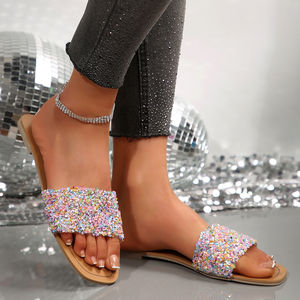 Nouvelles sandales plates décontractées pour femmes, grande taille, à bout carré, été 2025 - 519 - Product Image 4