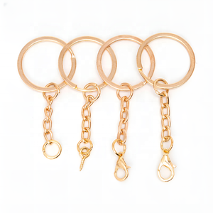 Vente en Gros Anneaux Brisés en Métal Plaqué Or Rose 25mm 30mm avec Chaîne et Fermoir Mousqueton pour Fabrication de Bijoux Porte-clés DIY - Product Image 1