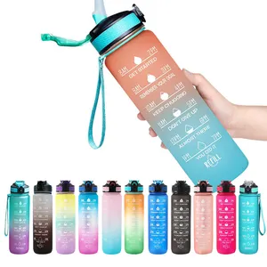 Botella de agua personalizada de alta calidad de 32oz con logotipo botella de agua motivacional para gimnasio y deportes al aire libre