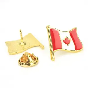 Factory stock small amount wholesale alloy badge metal Canadian flag badge