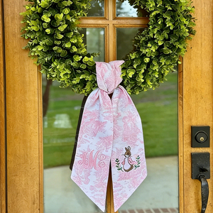 Personalize Cotton Gift Bow Easter Wreath Sash Decoration Floral Pattern Sash for Embroidery