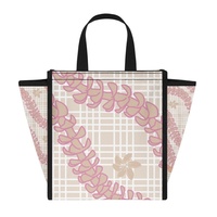 Nouveaux sacs isothermes portables populaires Logo personnalisé Hawaii Puakenikeni Hibiscus Design Polyester isolé autocollant magique sac de repas