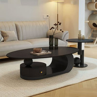 Table basse en dalle de granit pour salon, nouvelle table basse elliptique pour petits espaces, table basse simple en dalle de granit