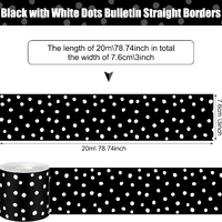 Bande décorative noire à pois pour tableau d'affichage, facile à découper, pour la maternelle et l'ornement de cadre photo à domicile