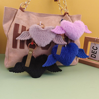 Vleugels Liefde Hanger Valentijnsdag Sleutelhanger Hart Pluizige Pom Poms PU Lederen Sleutelhangers Engel Sleutelhanger Hangertjes