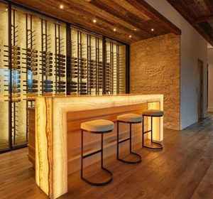 Barra <span class=keywords><strong>de</strong></span> Bar Contemporánea <span class=keywords><strong>de</strong></span> Mármol Iluminada Personalizada, Diseño Retroiluminado, Ecológica, Duradera, para Hogar, Restaurantes y Clubs <span class=keywords><strong>de</strong></span> Alta Gama - Product Image 5