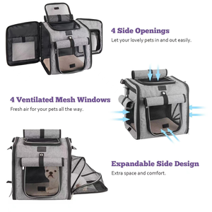 Nouveau design écologique, sac de transport pliable multifonctionnel pour animaux de compagnie en tissu Oxford, fermeture à bouton pour petits animaux, chiens jusqu'à 5 kg, pour vélo - Product Image 5