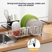Égouttoir à vaisselle métallique extensible sur pied, personnalisé en usine, style nordique, pour rangement de cuisine (bols, assiettes, tasses, baguettes, fourchettes)