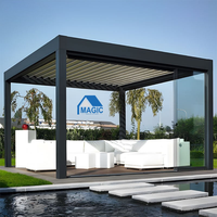 Pergola extérieure moderne de luxe, en aluminium, avec toit à lamelles imperméable, gazebo entièrement automatique, pergola motorisée rétractable