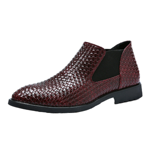 Bottines <span class=keywords><strong>Chelsea</strong></span> en <span class=keywords><strong>cuir</strong></span> véritable avec logo personnalisé en relief pour hommes, chaussures à enfiler en caoutchouc, toutes saisons - Product Image 4