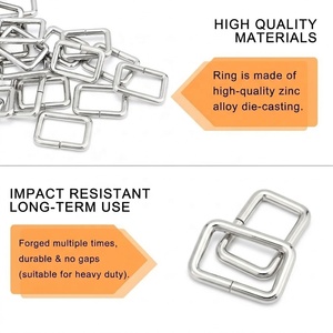 Rectangular alloy <b>adjustable</b> belt backpack <b>square</b> ring gold silver buckle for shoulder straps, webbing, wallet hardware - Product Image 3