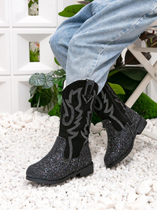 Logo personnalisé pour les bottes de cow-boy en daim scintillant pour bébés, enfants, filles et garçons - Product Image 3