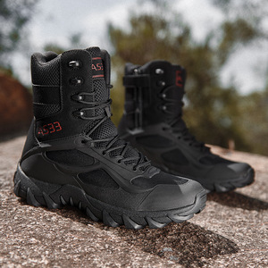 <span class=keywords><strong>Scarpe</strong></span> da <span class=keywords><strong>Trekking</strong></span> Alte con Suola in Gomma Resistente, Stivali Neri da <span class=keywords><strong>Uomo</strong></span> per Outdoor e Tattici, con Zip - Product Image 4