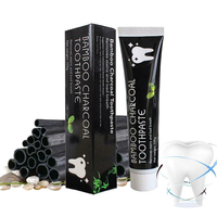 Dentifrice blanchissant au charbon de bambou activé naturel noir, faible abrasivité, sans fluorure, marque privée, vente chaude