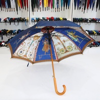 Parapluie de bâton en bois classique coupe-vent ouvert automatique promotionnel avec LOGO personnalisé