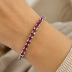 925 Sterling Silver Rhodium Plated Ruby Tennis <b>Bracelet</b> for Women - Product Image 1