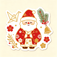 Autocollant décoratif tendance Haoxuan pour sapin de Noël, étiquette de cadeau festif de Noël, emballage de Noël, décoration de vacances, style rétro