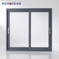 RICHOCEAN Maßgefertigte Schalldichte Doppelglasfenster Aluminium Schwarzes Schiebefenster mit Fliegengitter
