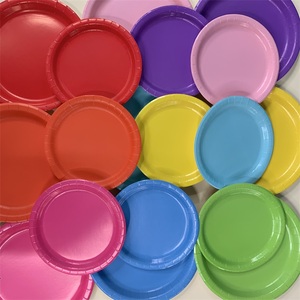 จานกระดาษสีพื้น ถ้วยกระดาษ ภาชนะใช้แล้วทิ้ง อุปกรณ์จัดงานวันเกิด - Product Image 5