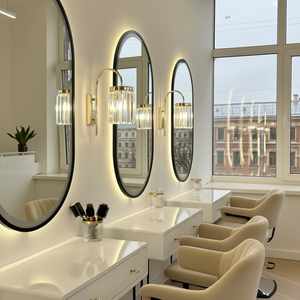 Modern Commercial Luxury Gold Black Wood Barber Station Mirror Salon Furniture Beauty Hair Salons Turkey Origin Export - Product Image 3