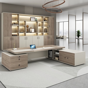 Muebles de oficina de diseño de lujo ligero E1 Mesa ejecutiva Ceo de madera Escritorio de oficina de diseño de alta calidad para edificio de oficinas - Product Image 4