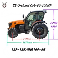 Tractor de Ruedas para Huertos y Viñedos de 80-100 HP con Funciones Automáticas, 4x4, Compatible con Pulverizadores Traseros y Herramientas Agrícolas