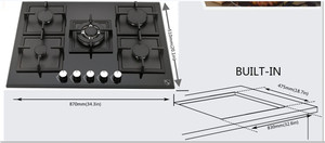 Cuisinière à gaz 5 brûleurs, bon <span class=keywords><strong>prix</strong></span>, appareil de cuisine, plaque de cuisson à gaz en verre noir, brûleur à gaz butane, pièces de cuisinière à gaz, plaque de cuisson au <span class=keywords><strong>propane</strong></span> en fonte - Product Image 2