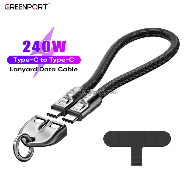 Short Lanyard Data Cable USB C Mobile Type-C Charger Cord Usb-c Cable Lanyard