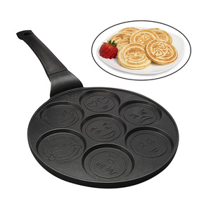 Poêle à crêpes antiadhésive 7 trous 26Cm, 1 pièce, nouvelle cuisine de noël, <span class=keywords><strong>Mini</strong></span> visage et Smile - Product Image 3