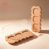 Palette de maquillage vide portable ABS/PS/PET à 3 compartiments festonnés, couvercle transparent, logo personnalisé, OEM, vente en gros, en vrac