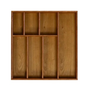 Nhà máy Cung cấp 9 khoang Walnut gỗ ngăn kéo Divider ngăn kéo nhà bếp Tổ Chức Bộ đồ ăn lưu trữ hộp gỗ - Product Image 1