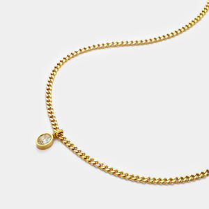 विंटेज 18k गोल्ड प्लेटेड गहने वाटरप्रूफ तिरनिश मुक्त स्टेनलेस स्टील स्टार 5a जिरकॉन पेलेंट क्यूबन चेन हार yf3635 - Product Image 2