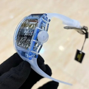 Montre-bracelet de luxe haut de gamme en cristal, édition limitée, saphir, automatique, mécanique, tourbillon, hip-hop, sport, bracelet en caoutchouc - Product Image 4