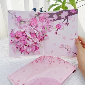 Carte de vœux 3D <span class=keywords><strong>pop</strong></span>-up en forme de fleur de cerisier, faite à la main, en papier découpé, pour la fête des mères, anniversaire de maman, cadeau d'anniversaire - Product Image 3