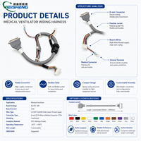 Rangkaian Kabel Ventilator Kustom Perakitan Kabel Medis OEM ODM Sesuai ISO 13485 dan FDA Langsung dari Pabrik