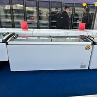 Congélateur commercial avec porte vitrée Low-e, congélateur vertical 500L, réfrigérateur à porte coulissante, congélateur vitrine pour aliments surgelés