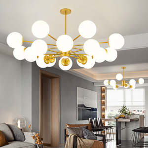 Lustres à bulles blanches suspendus Salon Luminaires boule de verre modernes nordiques Lampes suspendues - Product Image 1