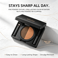 Poudre à sourcils 3D naturelle compacte avec miroir intégré, deux tons bruns estompables, avec pinceaux assortis, logo personnalisé