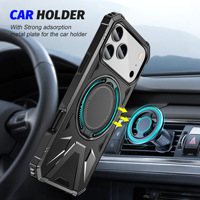 Nouvelle coque de téléphone design pour iPhone 16 Pro/16 Pro Max/16 Plus, support magnétique rotatif pour voiture, coque de protection pour 17 Air