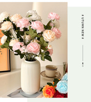 Buket Ranunculus Buatan 3 Tangkai, Bunga Sutra & Plastik untuk Dekorasi Pernikahan & Rumah