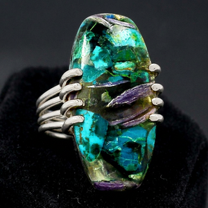 Pure 925 <b>Sterling</b> <b>Silver</b> Natural Prong <b>Set</b> Oval Cut Siberia Charoite Gemstone Wedding <b>Ring</b> - Product Image 3
