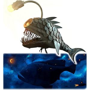 Lampe de table Cafele Angler Fish, style steampunk, ampoules LED, DC 12V, commande par interrupteur, lampe de nuit artisanale - Product Image 1