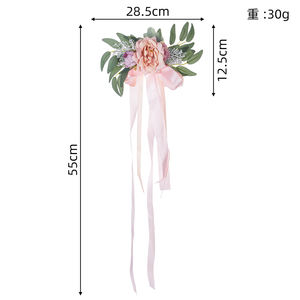 Chaise de mariage fleurs arrière <span class=keywords><strong>cuisine</strong></span> décor roses artificielles extérieur mariage Guide rideaux cravate pour décorations de noël - Product Image 4