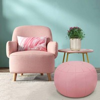 Pouf Hendry, chaises pouf, pouf rond rose, pouf ottoman moderne, pouf en macramé