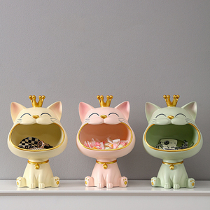 Gato Boca Grande Creativo Sala de Estar Entrada DE LA Casa Decoración de Almacenamiento Artesanía de Resina Decoración de Gato del Destino - Product Image 1